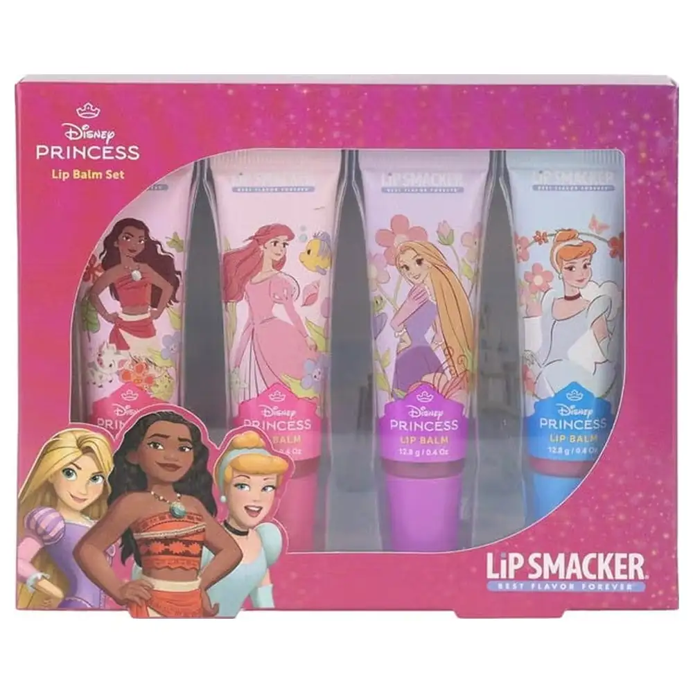 Markwins Lip Smacker Disney Princess Lip Balm Set, 4 Character-Themed Balms with Individual Scents, Adds Shine and Moisture - 146102674E