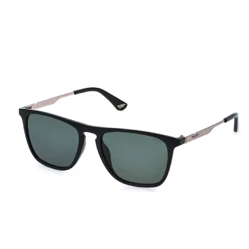 Police Mens Square Sunglasses, Green Lenses - SPLQ80M550Z42