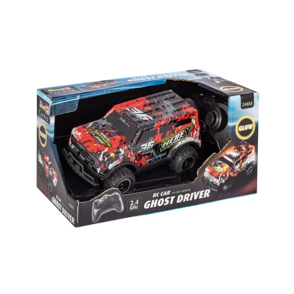 Revell Control Ghost Driver 1 to 22 Scale Remote-Control Car with LED Lights and 2.4GHz Radio Control for Driving Adventures, Red, Ages 6+ - 24683 - Image 3
