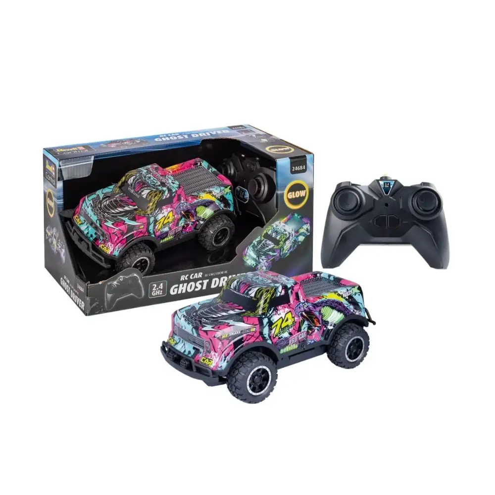 Revell Control Ghost Driver Remote-Control Car with LED Lights and 2.4GHz Radio Control for Light-Up Driving Adventures, Ages 6+ - 24684