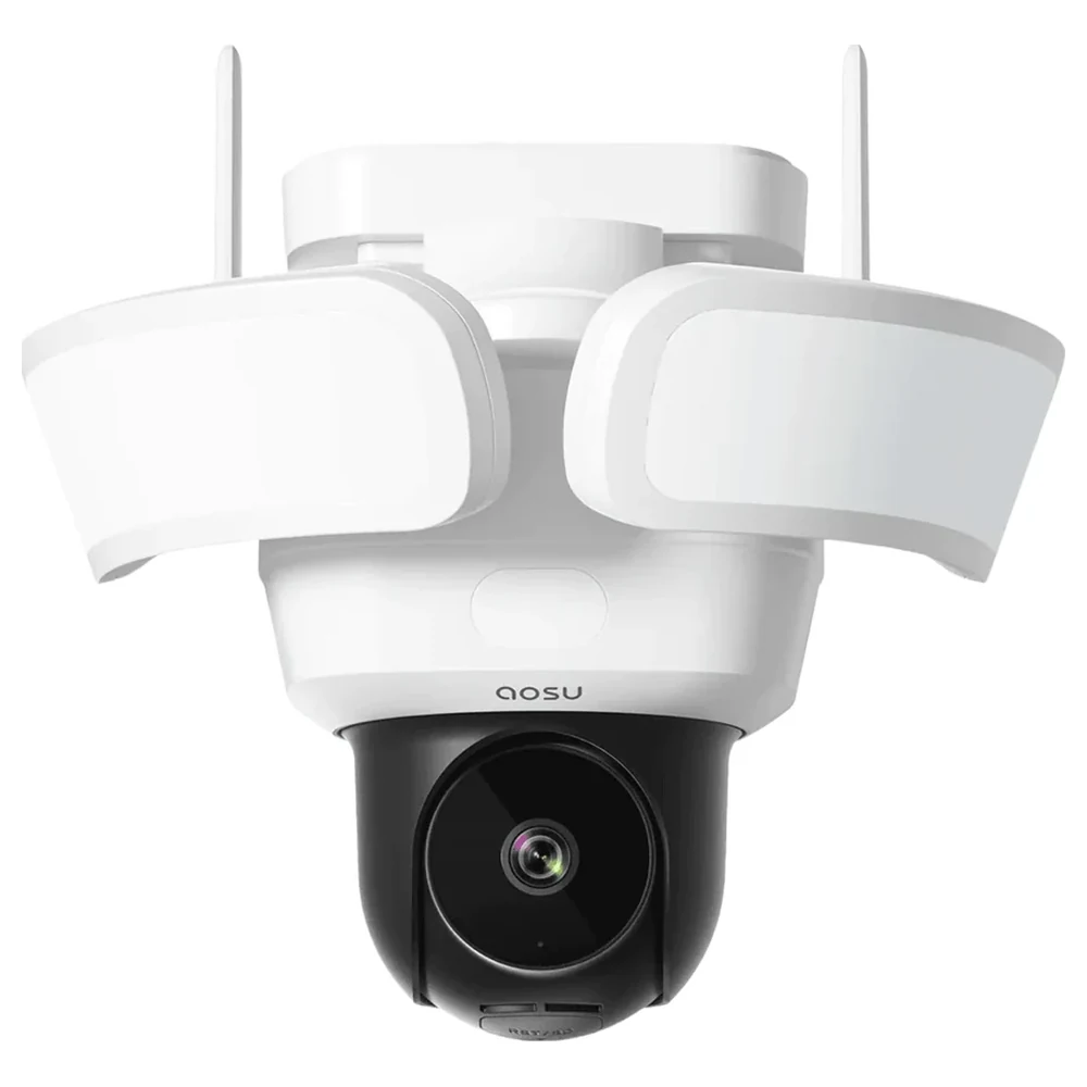 Aosu Floodlight Cam Pro L5P 5MP Wired Security Camera with 2600-Lumen Adjustable Floodlight, 360-Degree Pan Tilt, 270-Degree Triple PIR Detection, AI Human Pet Vehicle Detection, White - AS-CAM-L5P-FLDLGHT-PRO