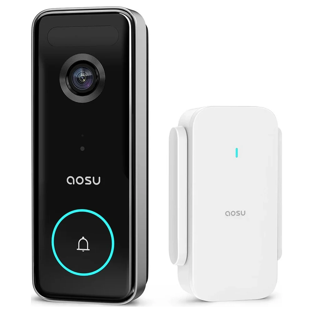 Aosu V8S Ultra 5MP Video Doorbell Camera with HomeBase 8GB Local Storage, Radar PIR and AI Triple Motion Detection, 166-Degree Head-to-Toe View, Dual-Band Wi-Fi, Battery or Wired - AS-CAM-VDO-DB-V8S-ULTRA