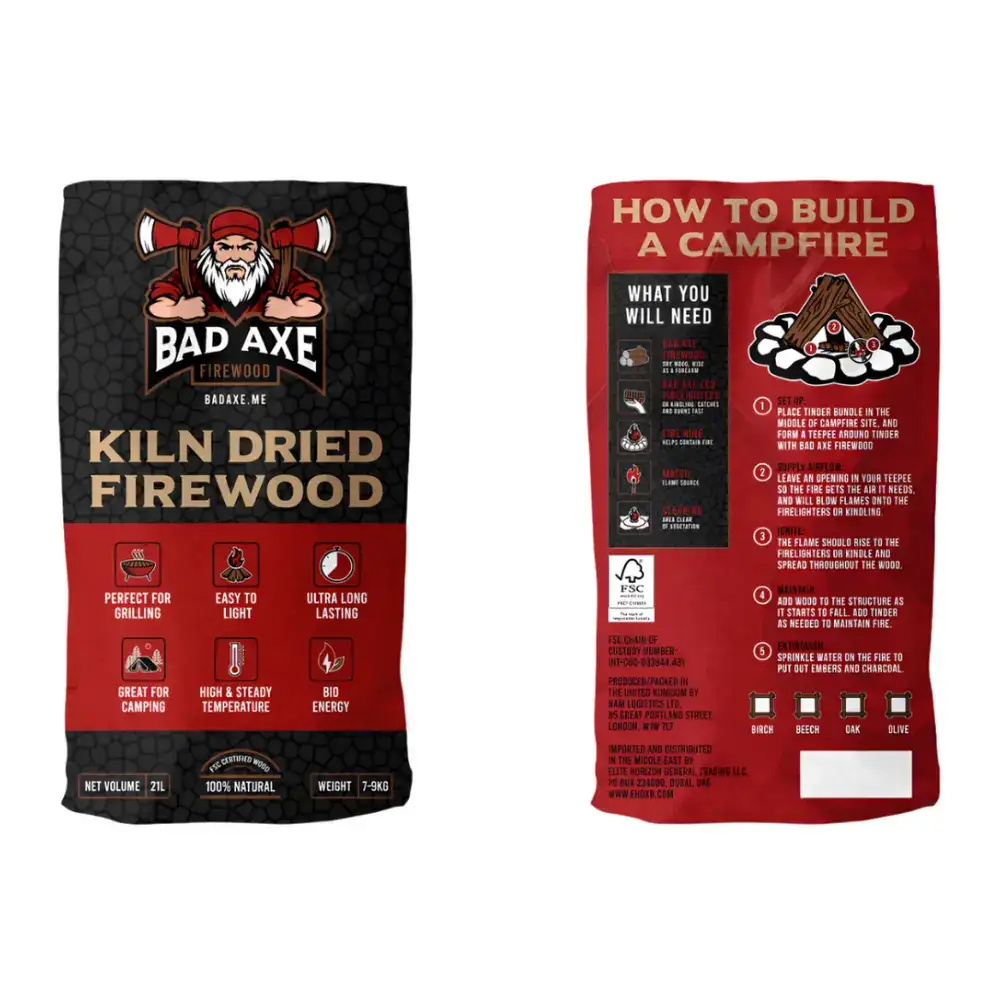 Bad Axe Cherry Firewood 40L Bag, Premium Seasoned USA Cherry Wood Logs, Aromatic Smooth Burn, Ready to Use for Fireplace & Fire Pit - CHERRY40L