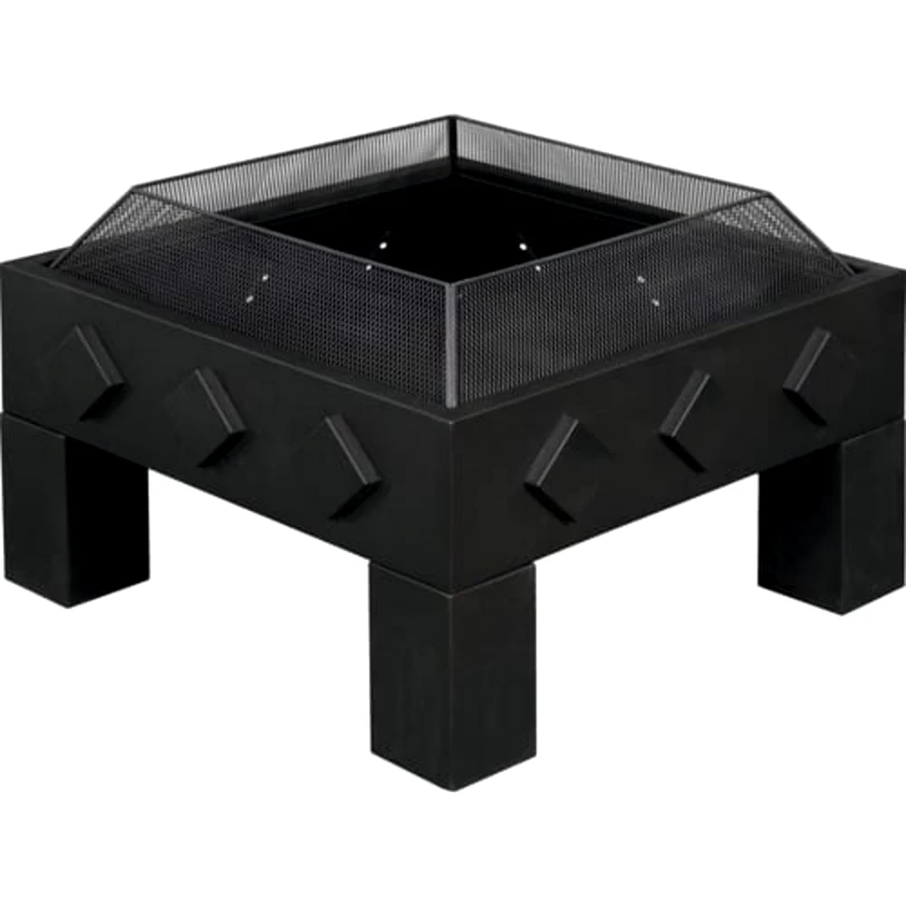 Bad Axe The Spark Firepit, Modern Geometric Steel Fire Pit with Built-In Spark Screen, Spacious Fire Area for Garden, Patio, Camping & Beach - BXFP15