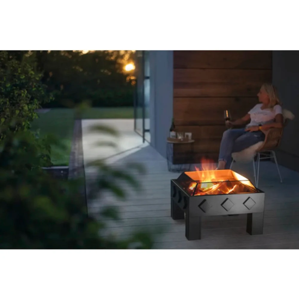 Bad Axe The Spark Firepit, Modern Geometric Steel Fire Pit with Built-In Spark Screen, Spacious Fire Area for Garden, Patio, Camping & Beach - BXFP15 - Image 2