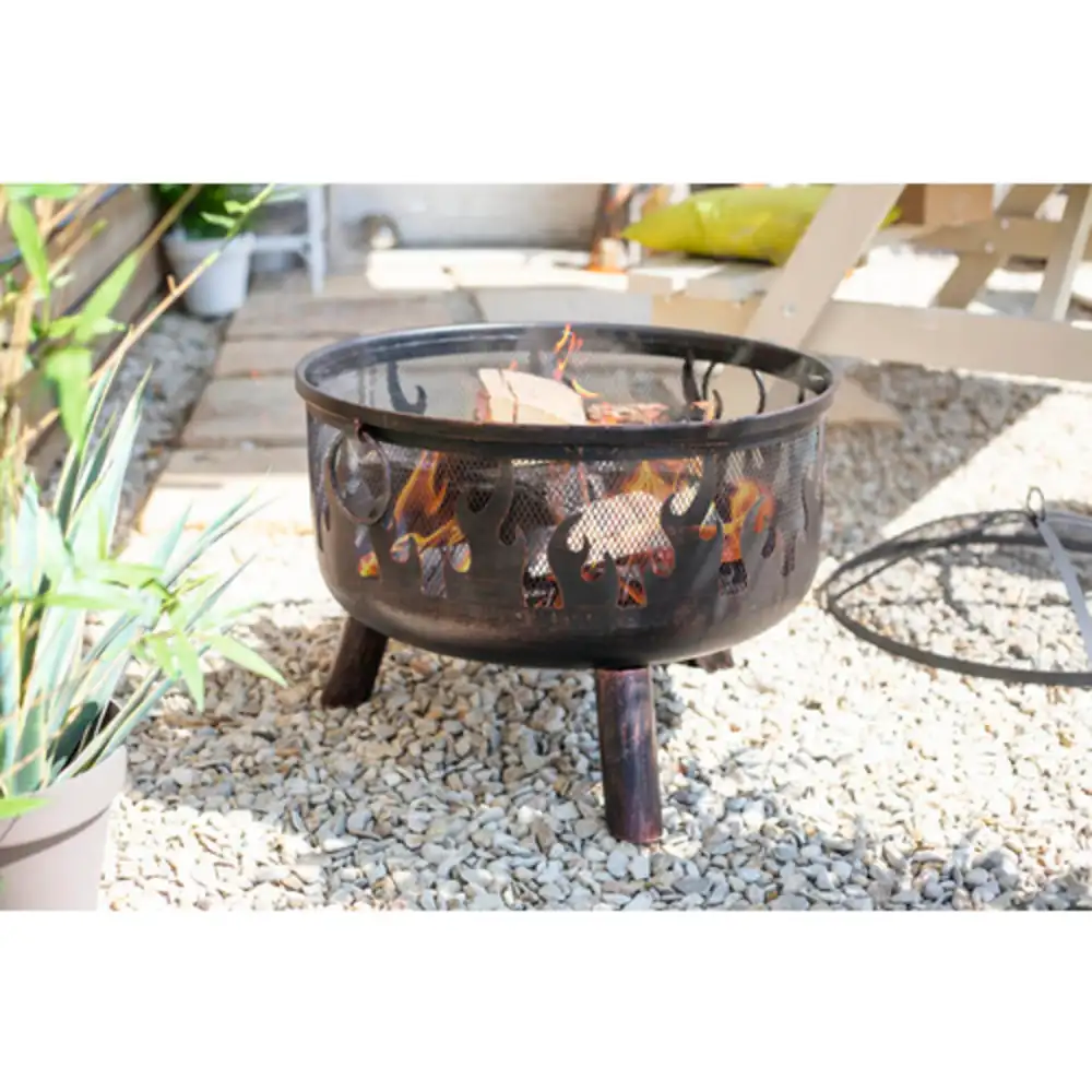 Bad Axe Wild Embers Firepit, 360 Degree Flame View, Protective Spark Screen Lid, Wood & Charcoal Compatible, Portable Outdoor Fire Pit - BXFP16 - Image 3