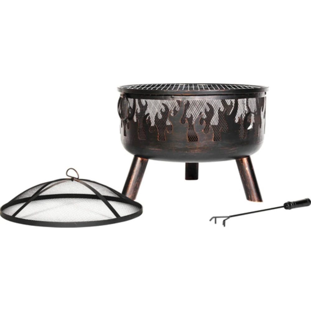 Bad Axe Wild Embers Firepit, 360 Degree Flame View, Protective Spark Screen Lid, Wood & Charcoal Compatible, Portable Outdoor Fire Pit - BXFP16 - Image 4
