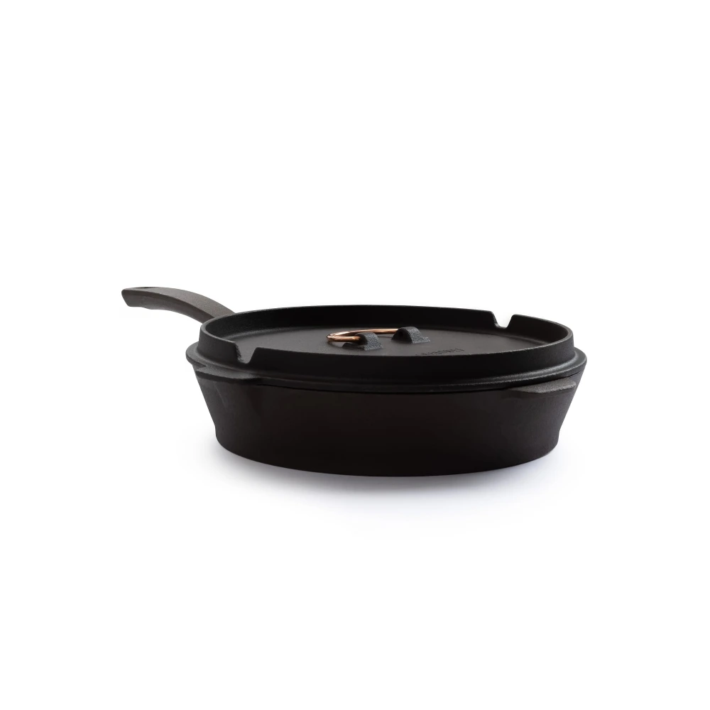 Barebones 10 Inch All in One Cast Iron Skillet with Dutch Oven Lid, Pre-Seasoned, Polished Interior, Copper Accents, Camp & Kitchen - CKW-317 - Image 5