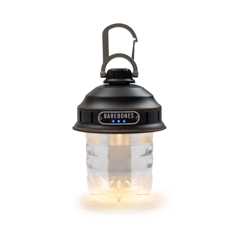 Barebones Beacon Hanging Lantern, Rechargeable Dimmable LED Camp Light, 3W Warm 3000K, Up to 200 Hours, Carabiner & Stand Base, Antique Bronze - LIV-295 - Image 2