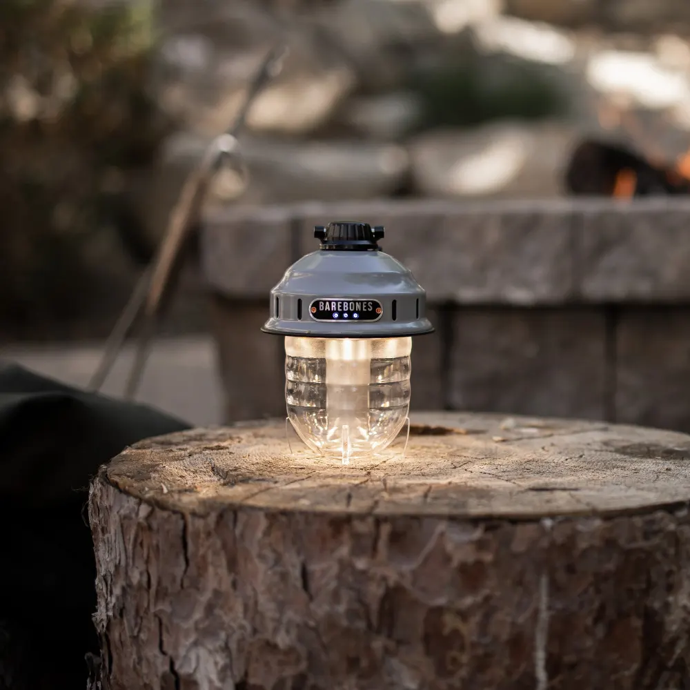 Barebones Beacon Hanging Lantern, Rechargeable Dimmable LED Camp Light, 3W Warm 3000K, Up to 200 Hours, Carabiner & Stand Base, Slate Grey - LIV-234 - Image 7