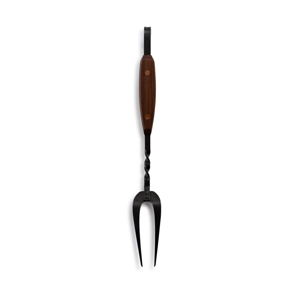 Barebones Cowboy Grill Carving Fork, Hand-Forged Blackened Stainless Steel, Cool-Touch Walnut Handle, Open Fire BBQ Tool, Black - CKW-468 - Image 3