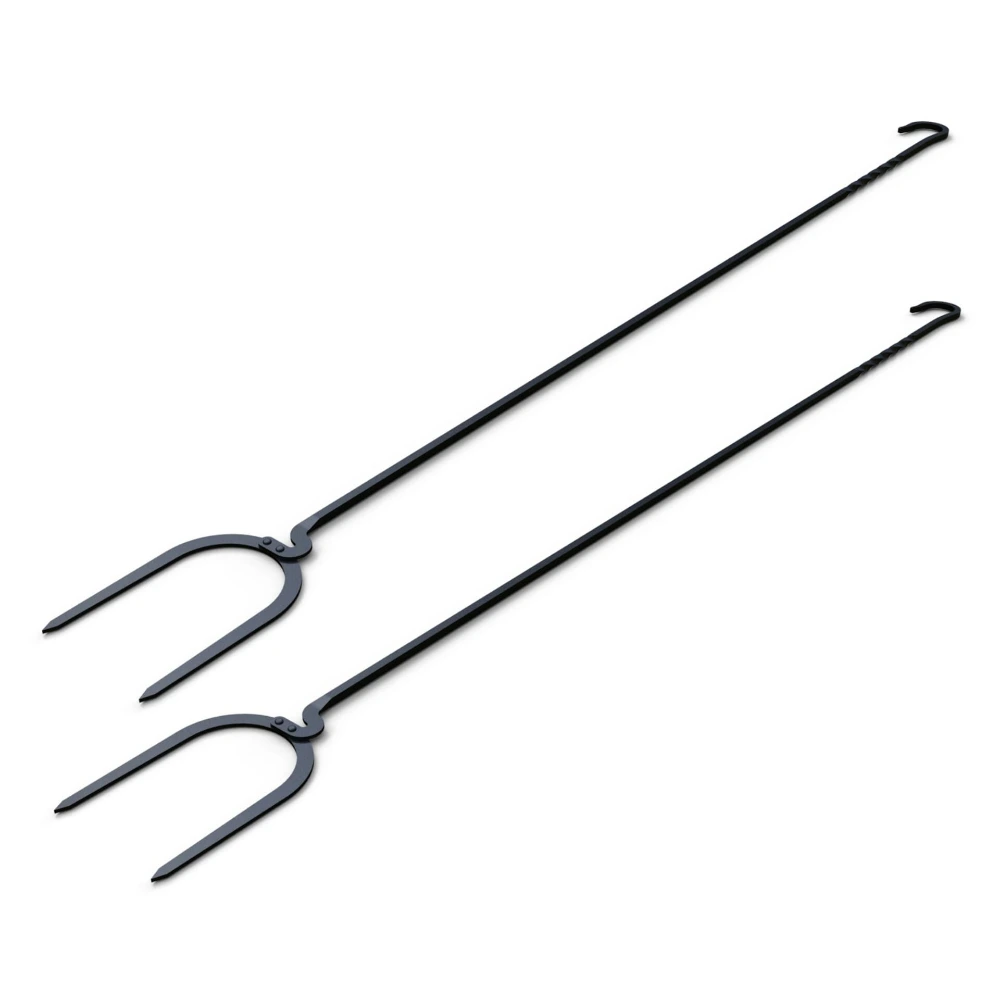 Barebones Cowboy Grill Roasting Sticks Set of 2, Hand-Forged Blackened Stainless Steel, Extra-Long with Hanging Hook, Campfire Roasters, Black - CKW-460 - Image 5