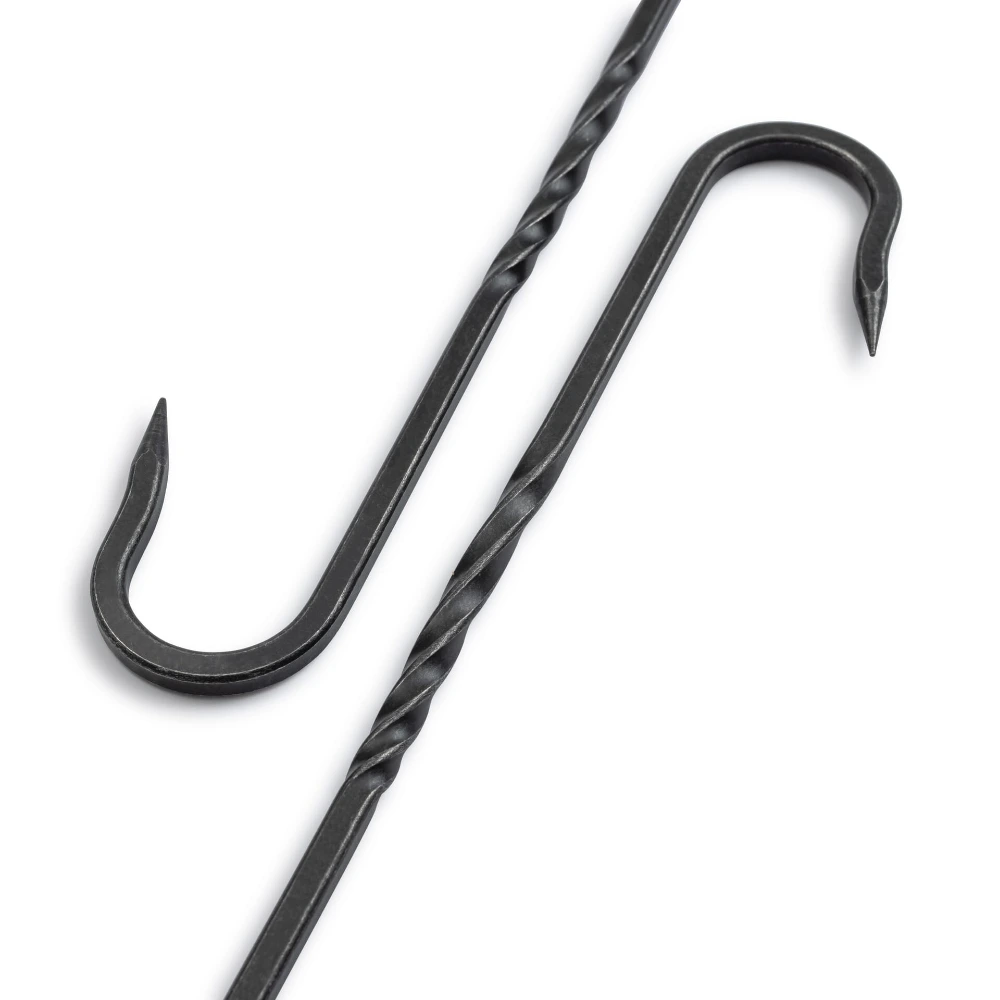 Barebones Cowboy Grill S-Hook Set, Solid Steel Hooks with Stainless Steel Chain, Adjustable Height for Hanging Pots and Meat Over Fire, Black - CKW-474 - Image 3