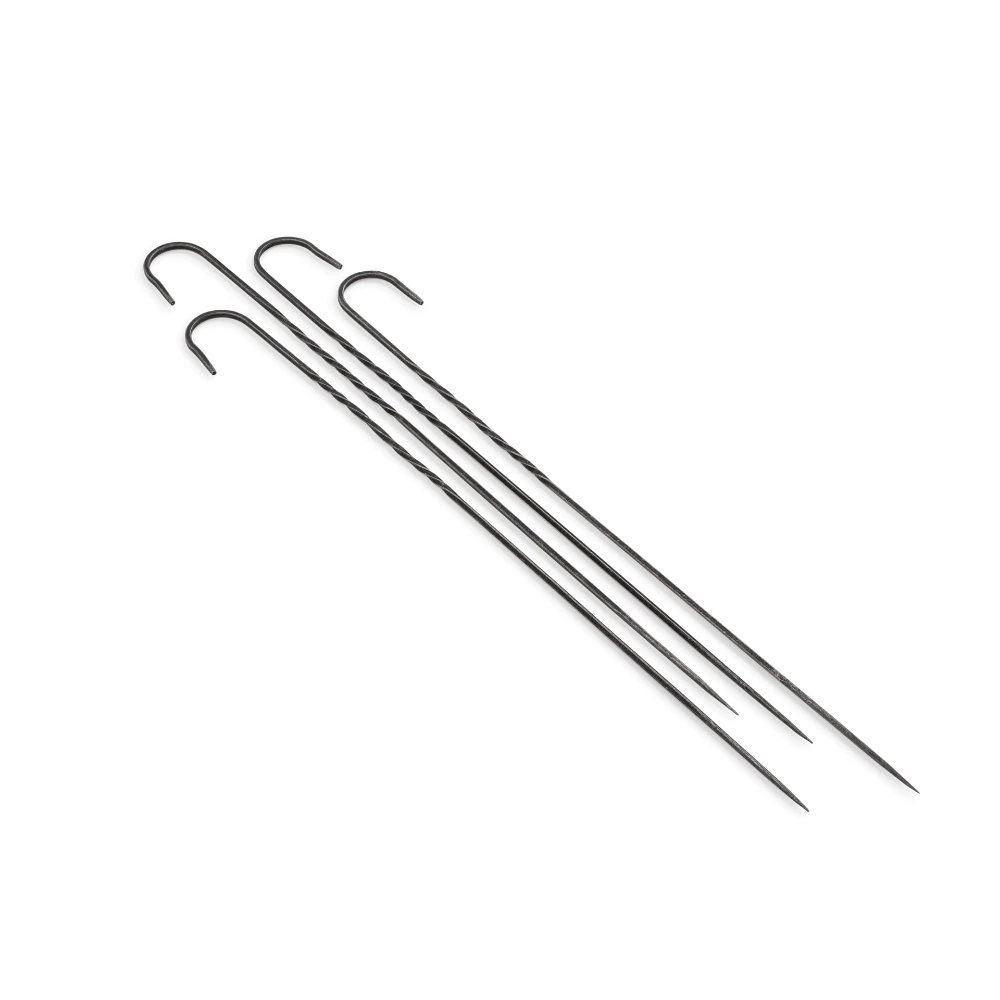 Barebones Cowboy Grill Steel Skewers Set of 4, Hand-Forged Blackened Stainless Steel with Hanging Hook, For Kebabs, BBQ and Open Fire, Black - CKW-461 - Image 3