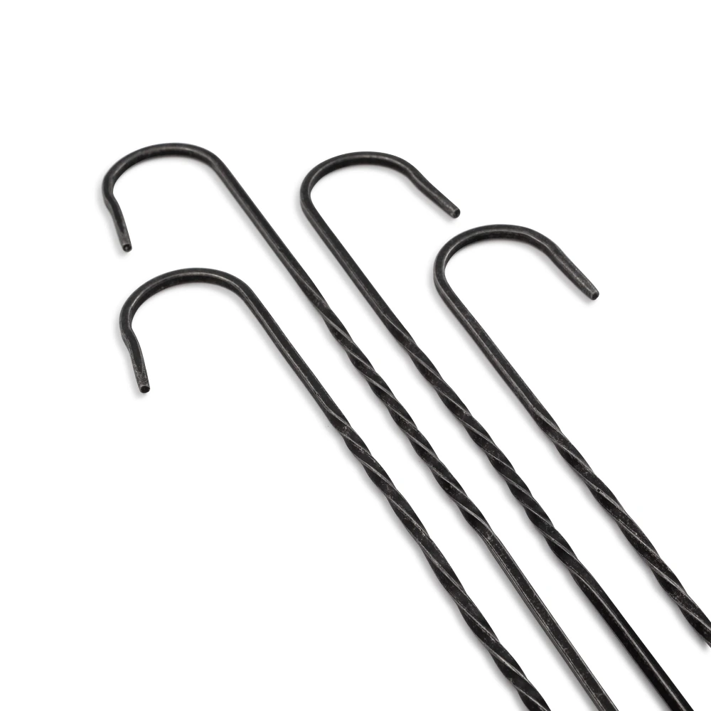 Barebones Cowboy Grill Steel Skewers Set of 4, Hand-Forged Blackened Stainless Steel with Hanging Hook, For Kebabs, BBQ and Open Fire, Black - CKW-461 - Image 4