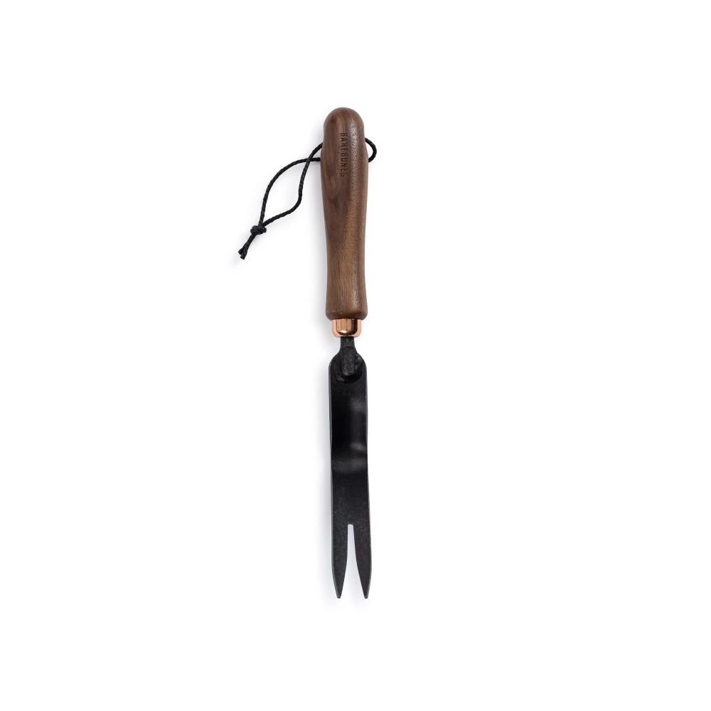 Barebones Dandelion Weeding Fork, Heat-Treated Stainless Steel V-Blade, Ergonomic Walnut Handle, Garden Tool for Deep-Rooted Weeds, Walnut and Black - GDN-093