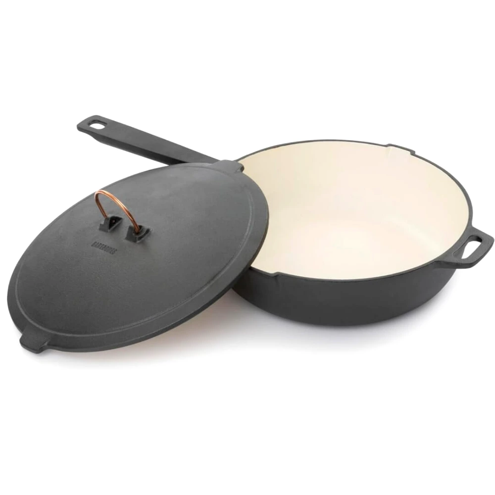 Barebones Enamel Lined Cast Iron Skillet 12 Inch, Smooth Enamel Interior, Easy Clean, For Frying, Searing, Sauteing and Baking, Charcoal - CKW-1105