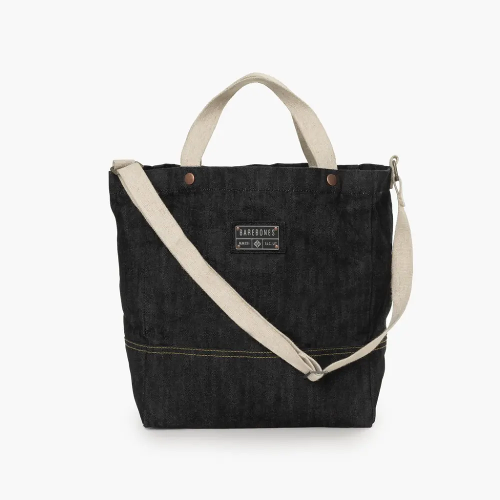 Barebones Neelum 16L Market Tote Bag, Heavy-Duty 14.5 oz Waxed Cotton Denim, Reinforced Bottom, Adjustable Strap, Everyday Shopping Tote - STC-728
