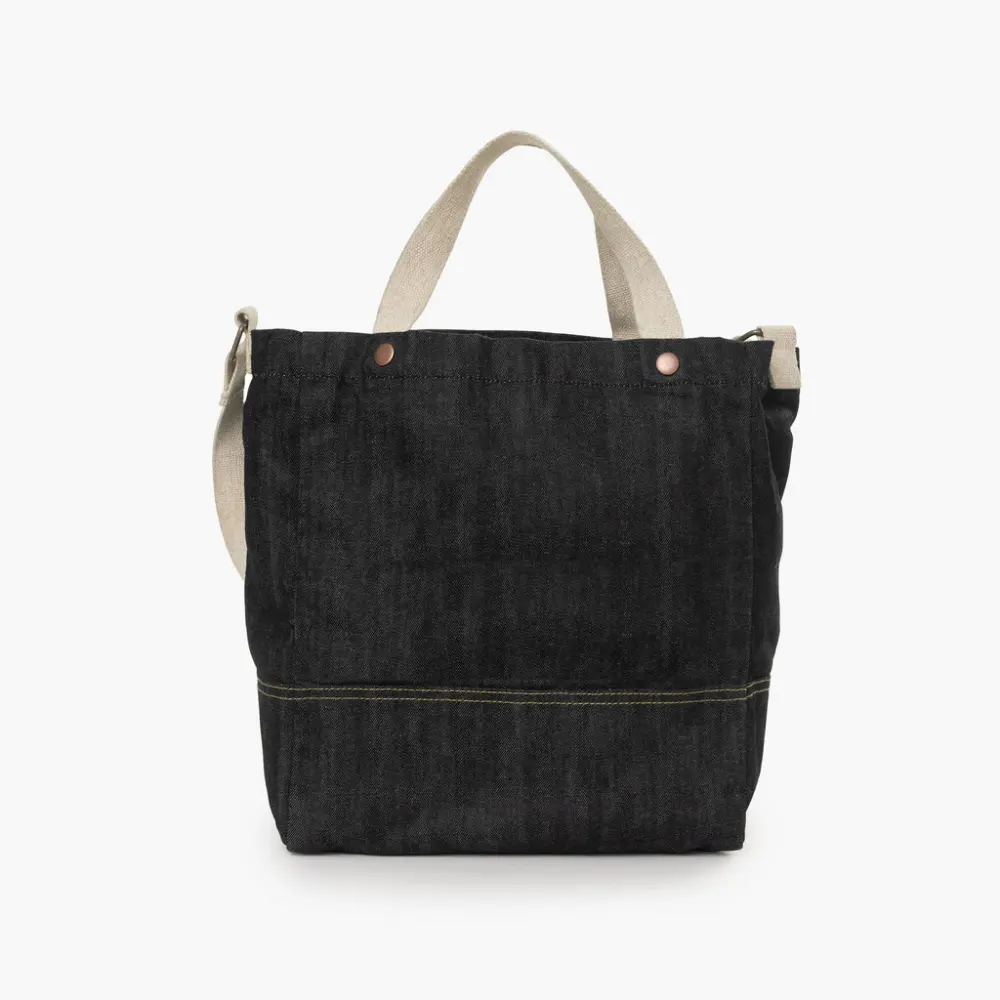 Barebones Neelum 16L Market Tote Bag, Heavy-Duty 14.5 oz Waxed Cotton Denim, Reinforced Bottom, Adjustable Strap, Everyday Shopping Tote - STC-728 - Image 3