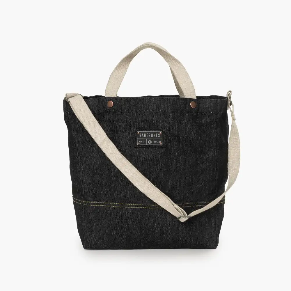 Barebones Neelum 26L Oversized Tote Bag, Heavy-Duty 14.5 oz Waxed Denim, Reinforced Bottom, Adjustable Strap, Travel and Beach Tote, Denim - STC-729