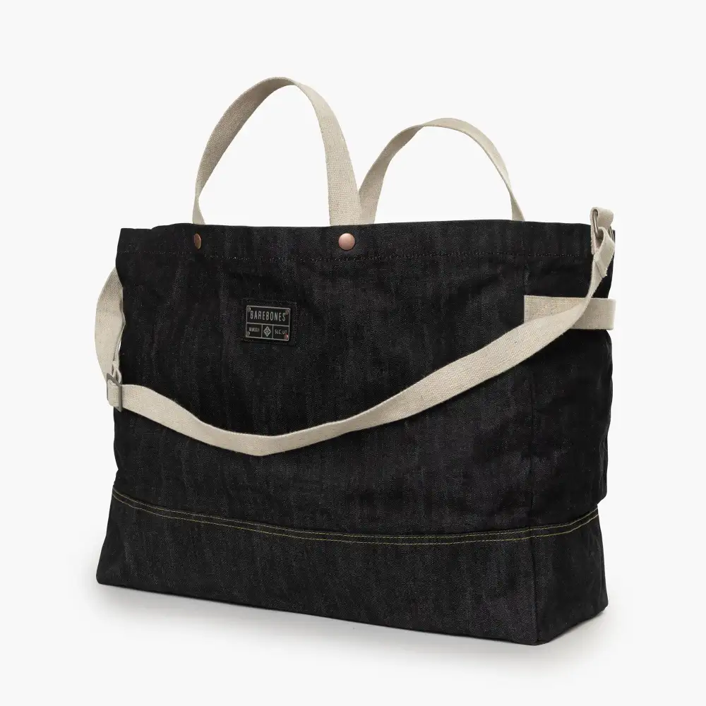 Barebones Neelum 40L Giant Tote Bag, Heavy-Duty 14.5 oz Waxed Denim, Reinforced Bottom, Adjustable Strap, Large Travel Tote, Denim - STC-730 - Image 2