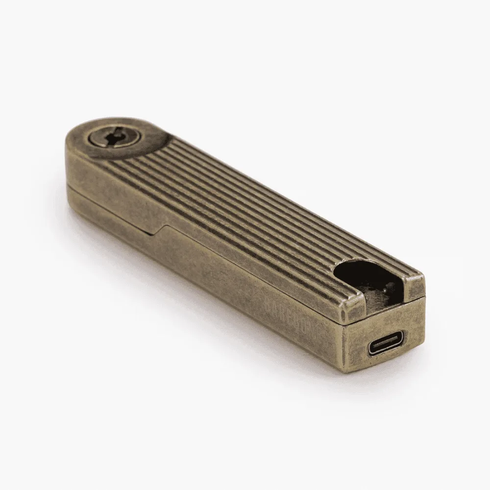Barebones Pivot Arc Lighter, Rechargeable Electric Plasma Lighter, Windproof, Pivoting Arm, Die-Cast Zinc with Tumbled Brass Finish, Brass - HMS-2145