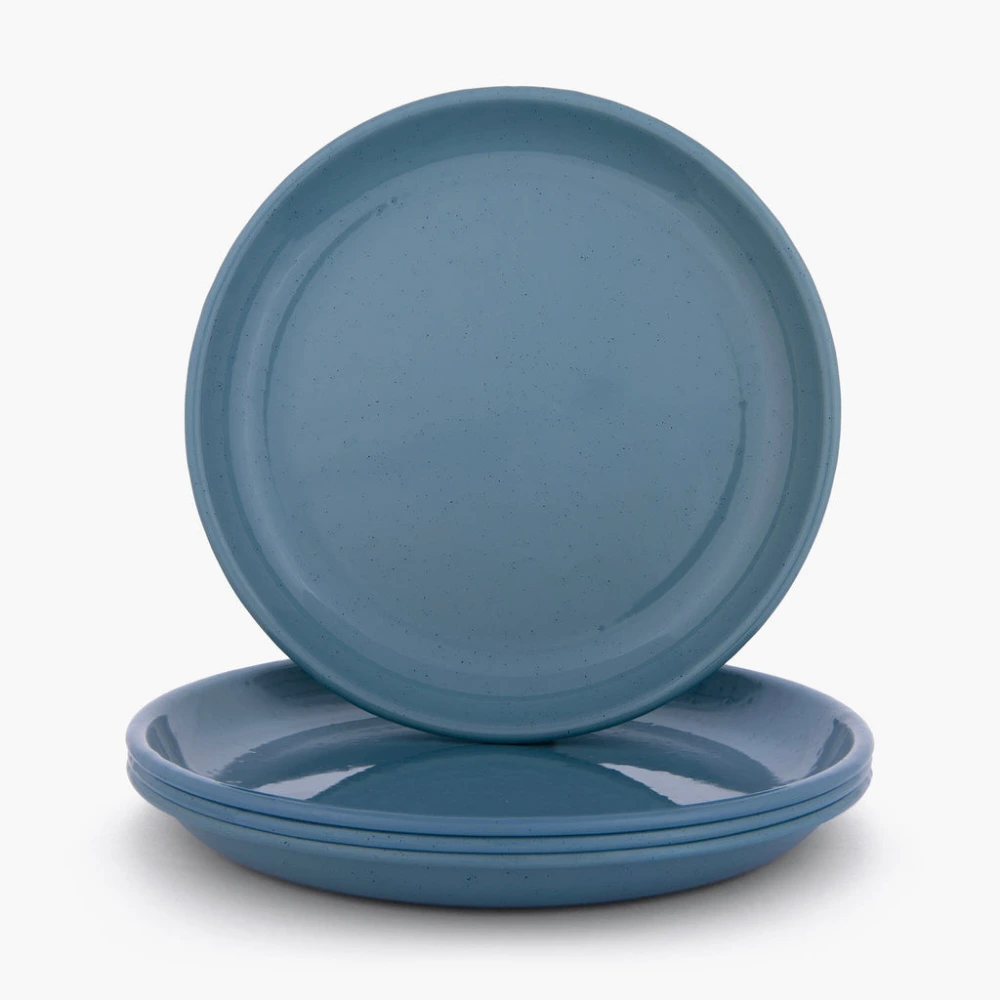 Barebones Rolled Enamelware Plate Set of 4, Heavy-Gauge Steel with Double-Coated Enamel, Oven, Freezer and Dishwasher Safe, Smoky Blue - CKW-1059 - Image 4