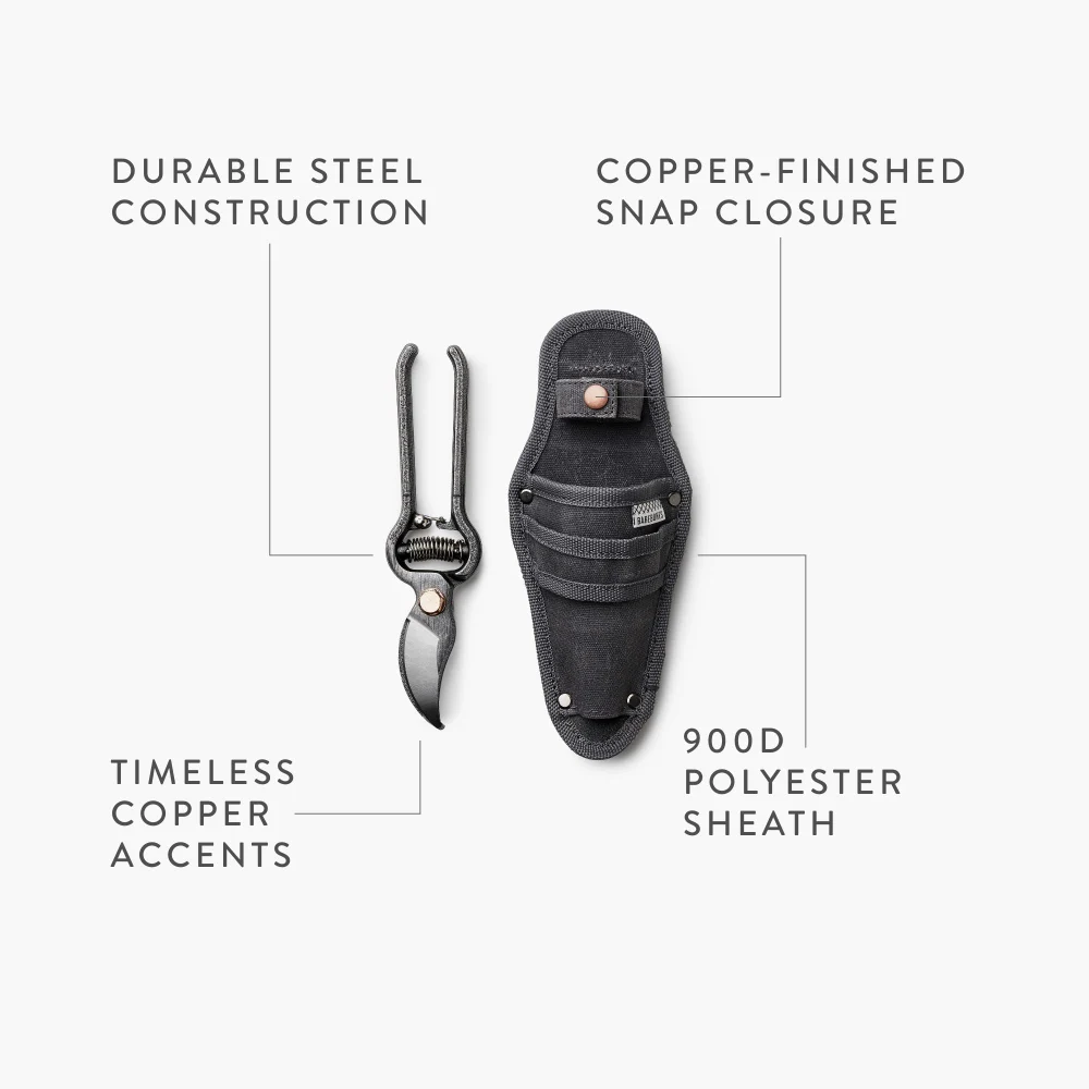 Barebones Steel Metal Pruner with Sheath, Japanese-Inspired Garden Shears, Copper Accents, 900D Polyester Holster, Indoor and Outdoor - GDN-050 - Image 5