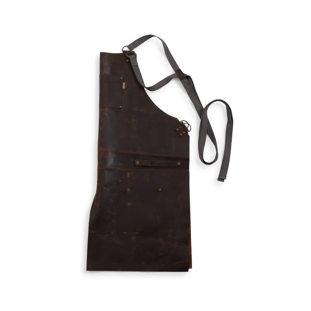 Barebones Tradesman Leather Apron, Full-Grain Water Buffalo Leather, Multiple Pockets, Adjustable Cross-Back, Workshop and Grill Apron, Brown - CKW-479 - Image 2