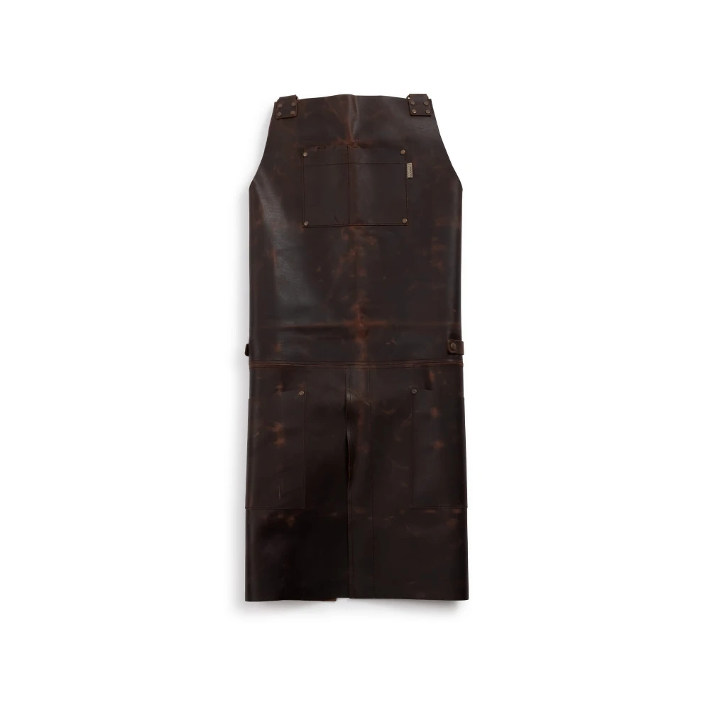Barebones Tradesman Leather Apron, Full-Grain Water Buffalo Leather, Multiple Pockets, Adjustable Cross-Back, Workshop and Grill Apron, Brown - CKW-479 - Image 3