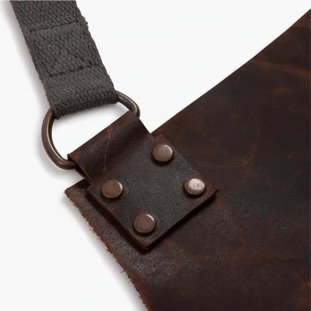 Barebones Tradesman Leather Apron, Full-Grain Water Buffalo Leather, Multiple Pockets, Adjustable Cross-Back, Workshop and Grill Apron, Brown - CKW-479 - Image 8