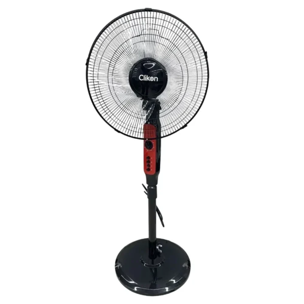 Clikon 16 Inch Stand Fan, Adjustable Speed, Height Adjustable Stand, Strong Airflow, Stand Fan for Home and Office, Black and Red - CK2059