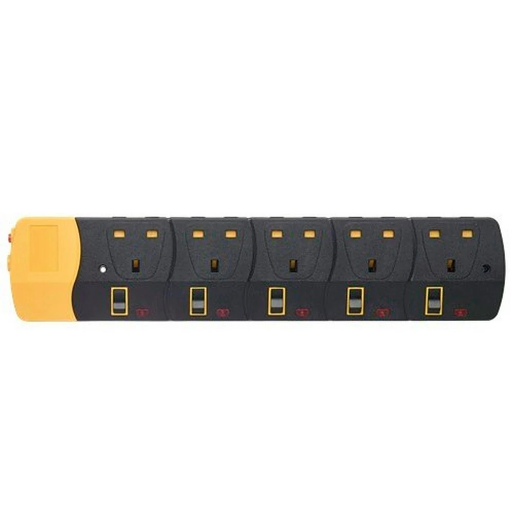 Clikon 5 Way Socket, 3250W Power Rating, 3 Meter Cable, Extension Socket, Multiple Power Outlets, Power Extension Socket for Convenient Use, Black and Yellow - CK582