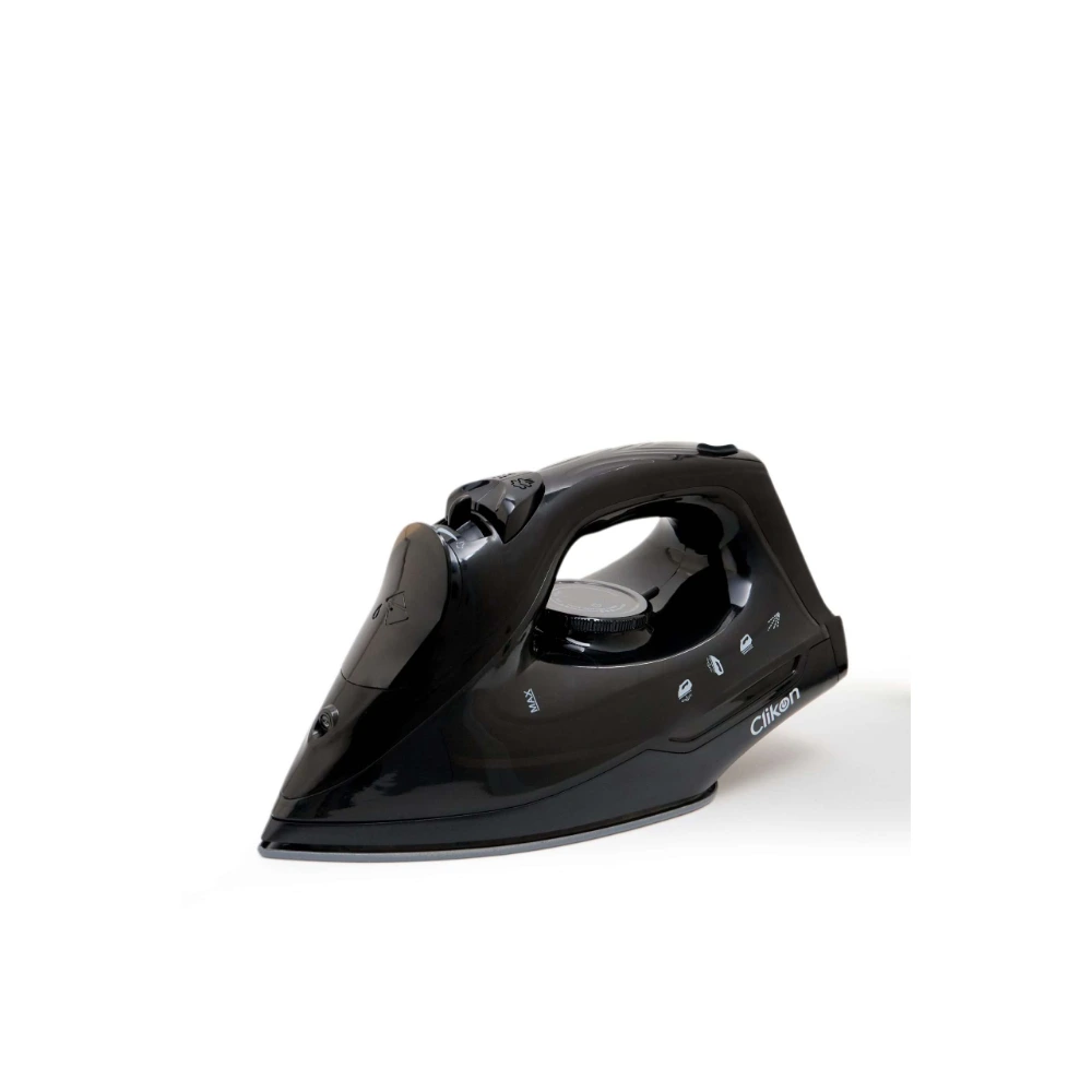 Clikon Steam Iron 600W, Ceramic Coated Soleplate, 15g Per Minute Continuous Steam, 230ml Water Tank, Adjustable Temperature, Water Spray, Burst Steam, Vertical Steam, Black - CK4142