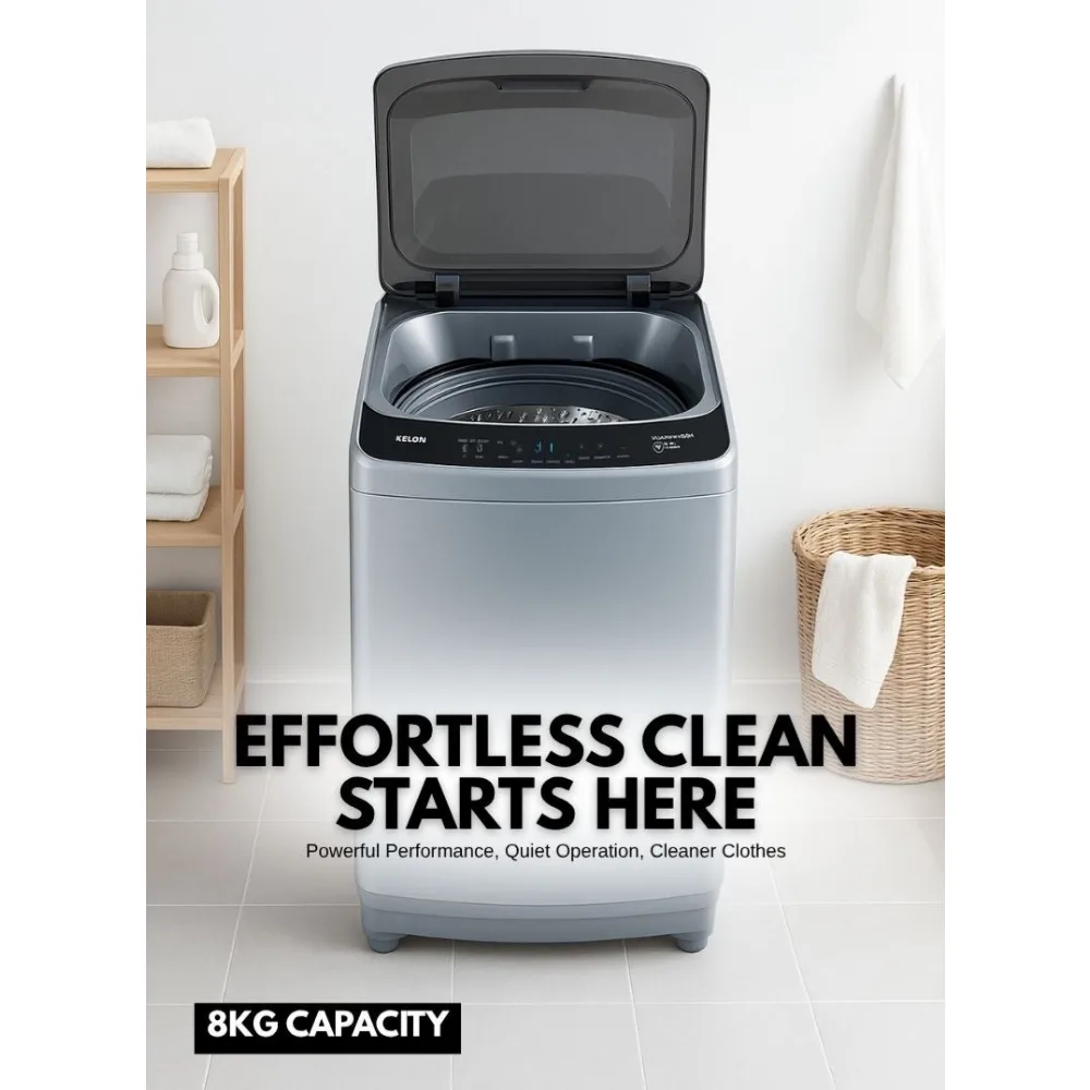Kelon 8kg Fully Automatic Top Load Washing Machine, Multiple Wash Programs, Energy Efficient, Durable Drum, Low Noise, Titanium Grey - KWT81DG - Image 4