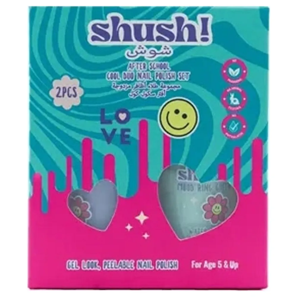 Shush! After School Cool Duo Nail Polish Set, 2 Water-Based Peelable Polishes in Mood Ring Green and Grape Soda Pop, 5 Years+ - 35467