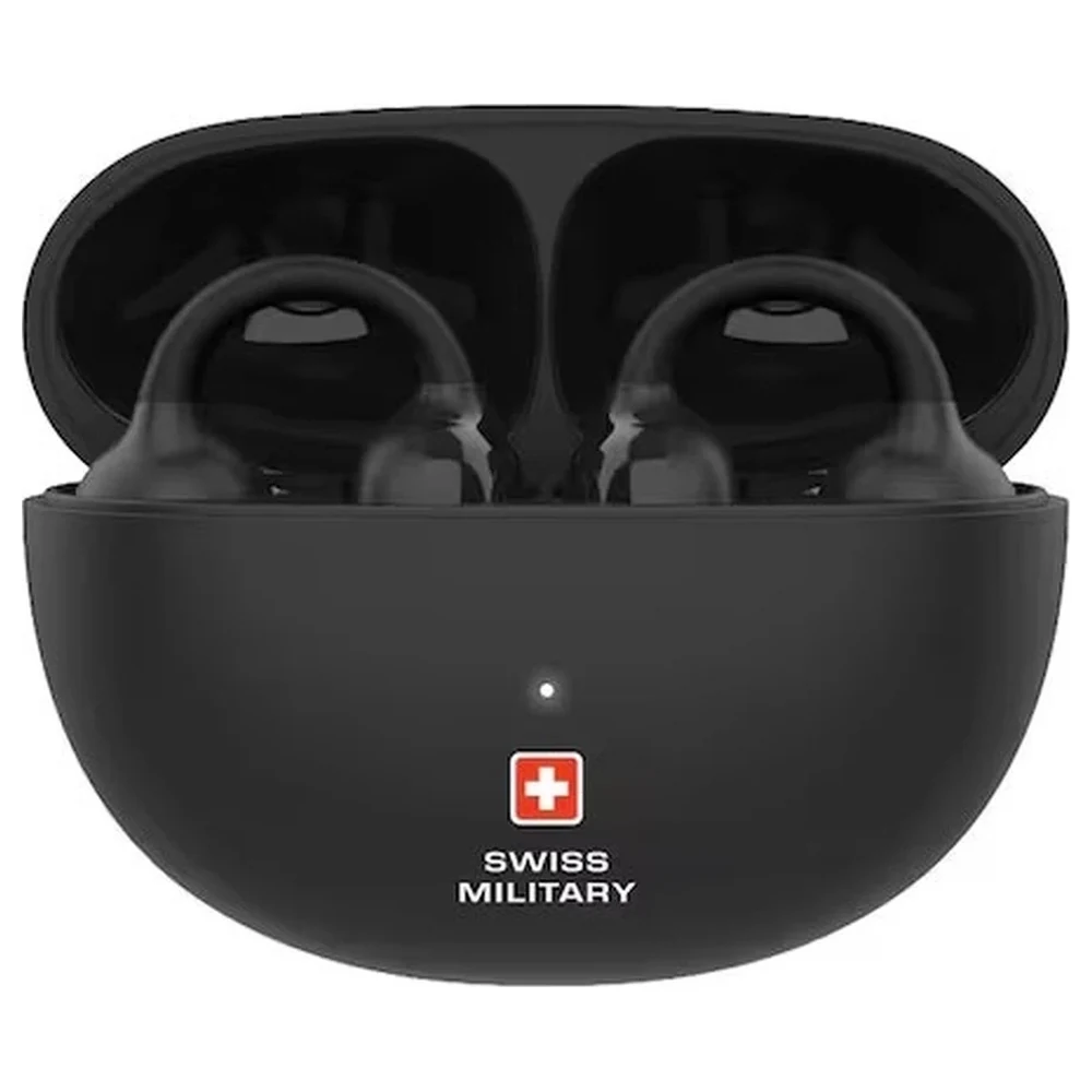 Swiss Military Delta 6 Open-Ear Clip-On True Wireless Earbuds with Air Conduction Sound, Lag-Free Gaming, 150H Standby, USB-C Fast Charging and Water Resistance, Black - SM-TWS-DELTA6-BLK - Image 2