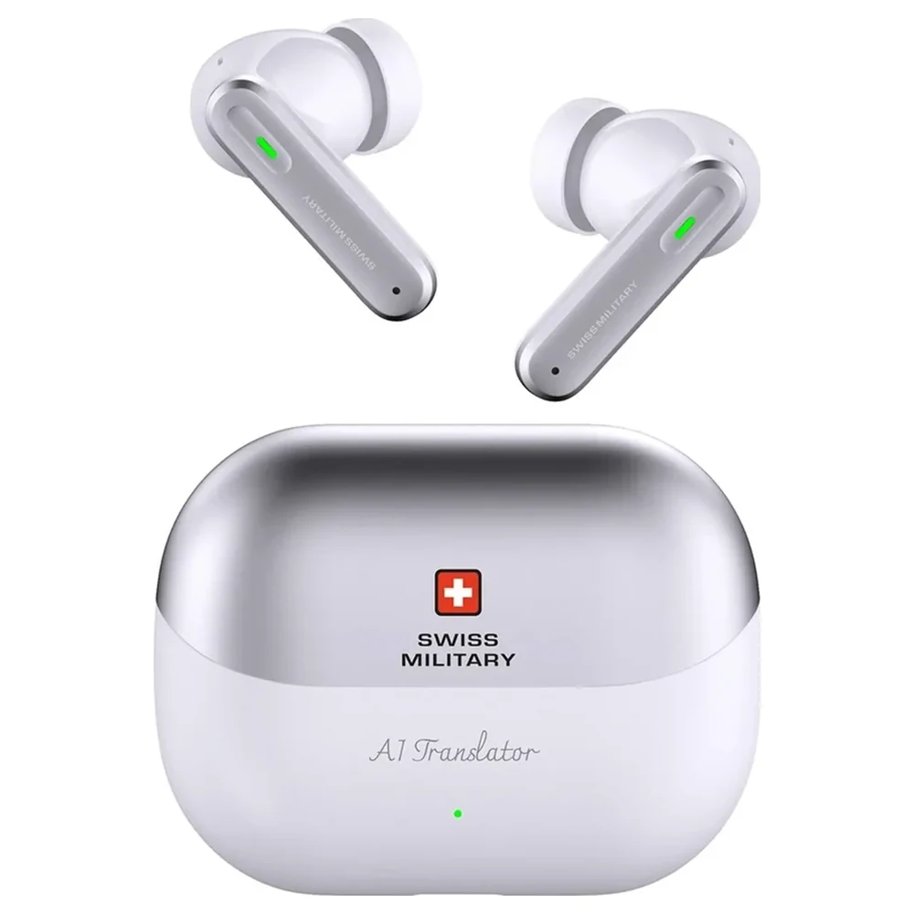 Swiss Military Delta AI Translator True Wireless Earbuds with Real-Time Voice and Text Translation in 135+ Languages, Dual-Mic ANC, AI Chat and Photo Translation Modes, White - SM-DELTA-AI-ANC-WHI - Image 2