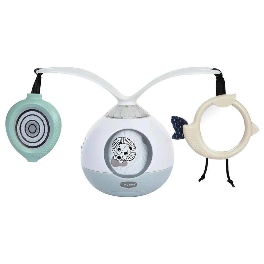 Tiny Love Black and White Decor 2-in-1 Tummy Time Mobile Entertainer with 360 Degree Rotating Arms, Music and Lights, Mirror and Peek-a-Boo Window, 0m+ - 3333130871 - Image 2