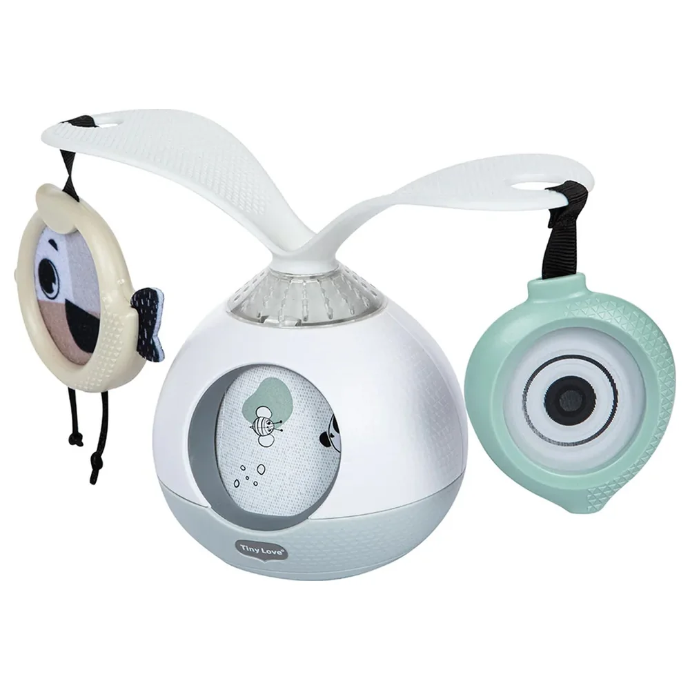 Tiny Love Black and White Decor 2-in-1 Tummy Time Mobile Entertainer with 360 Degree Rotating Arms, Music and Lights, Mirror and Peek-a-Boo Window, 0m+ - 3333130871 - Image 3