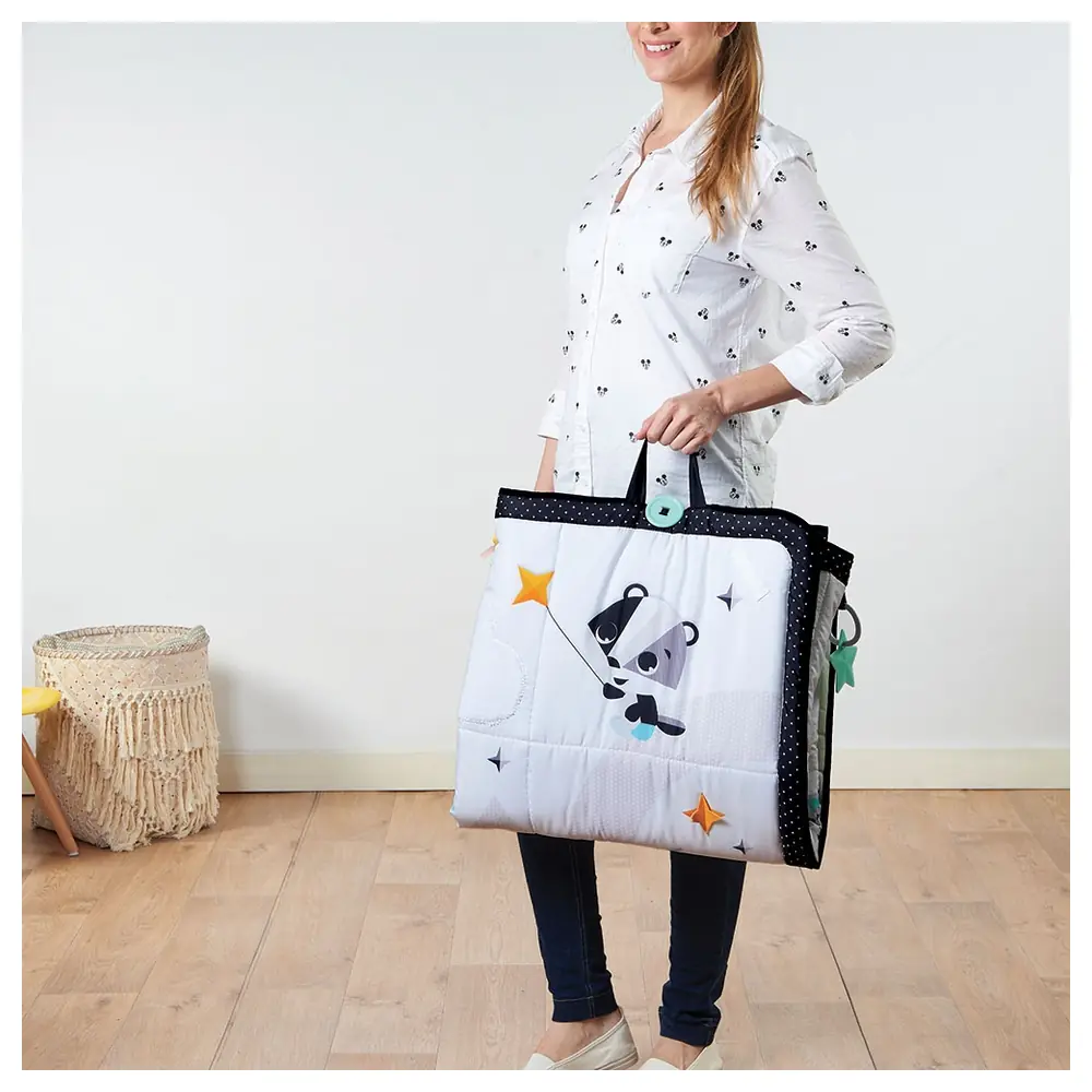 Tiny Love Magical Tales Black & White Super Mat, Extra-Large 150 x 100 cm Foldable Baby Play Mat with Adjustable Mirror, Peek-a-Boo House and Satin Ribbons - TL120600E001 - Image 7