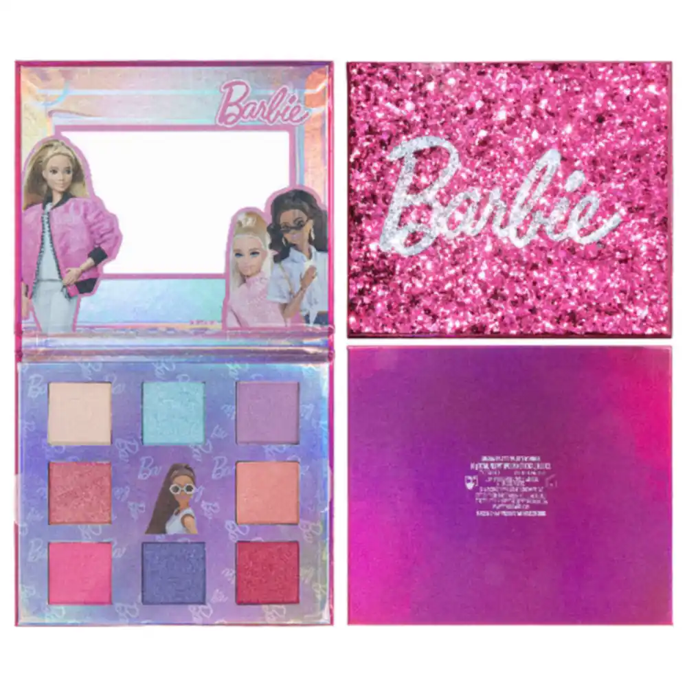 Townley Girl Barbie Eyeshadow Palette with Mirror and Applicator Brush, 8 Shimmer and Opaque Shades for Kids, 8 Years+ - BB0391GG
