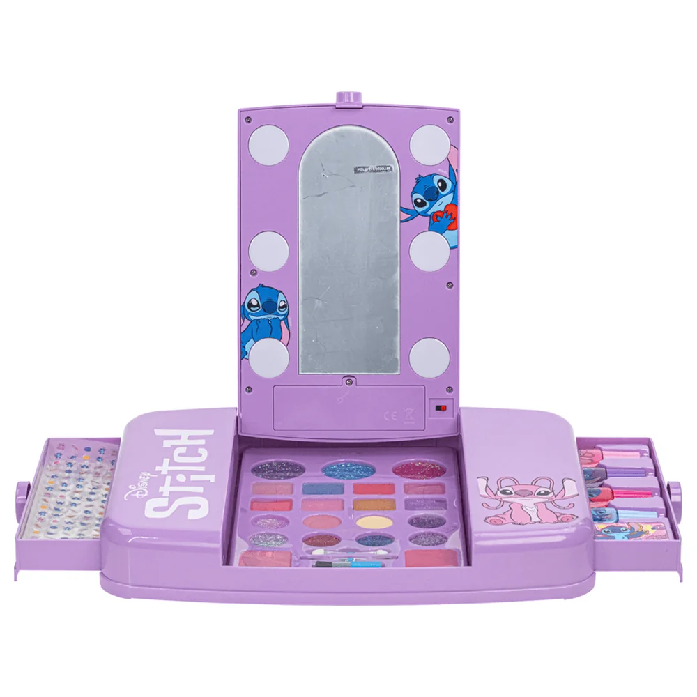 Townley Girl Disney Stitch Light-Up Cosmetic Vanity Set with Lip Gloss, Eyeshadow, Cheek Shimmers and Nail Polish in a Carry Case - SI0161GG