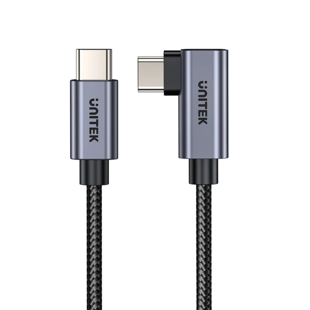 Unitek 100W USB-C Cable 90 Degree 0.5M, Right Angle Connector, PD 3.0 & QC 3.0 Fast Charging, 20V 5A, 480Mbps Data, For Laptop Phone & Gaming, Black - C14123BK-0.5M