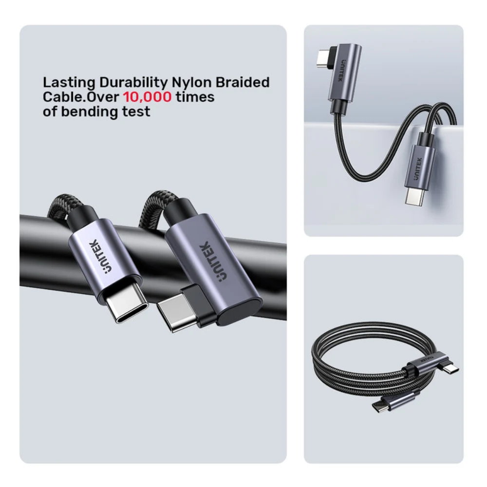 Unitek 100W USB-C Cable 90 Degree 0.5M, Right Angle Connector, PD 3.0 & QC 3.0 Fast Charging, 20V 5A, 480Mbps Data, For Laptop Phone & Gaming, Black - C14123BK-0.5M - Image 9