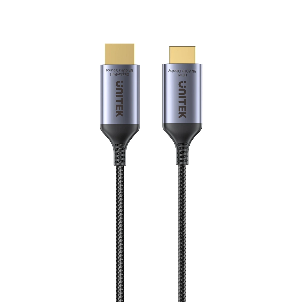 Unitek 1.8M 8K 60Hz DisplayPort to HDMI Male Adapter Cable, High-Speed Video Converter for Desktop, Laptop, Monitor, TV and HDMI Devices, Space Grey - V1610A01