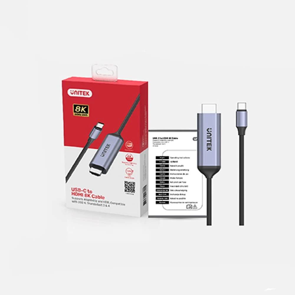 Unitek 1.8M USB-C To HDMI 2.1 8K 60Hz Adapter Cable, HDR High-Speed Video Cable for Laptop, Monitor, TV, Projector and USB-C Devices, Space Grey - V1423B - Image 9