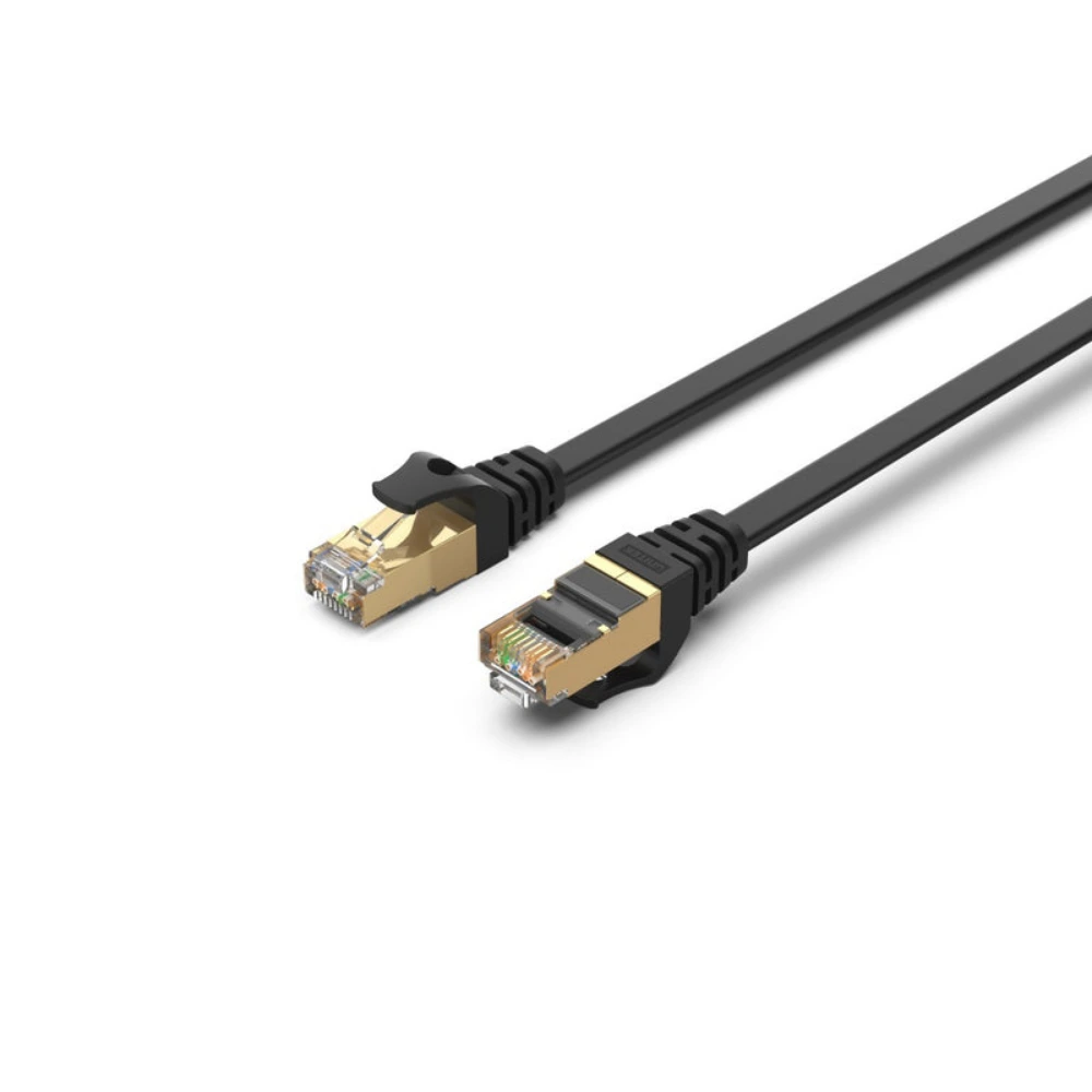 Unitek 20M Cat 7 SSTP RJ45 Flat Ethernet Cable, 10Gbps, 500MHz, Ultra-Slim 1.8mm, EMI Shielded, Gold-Plated Connectors, Bare Copper, Black - C1897BK-20M - Image 2