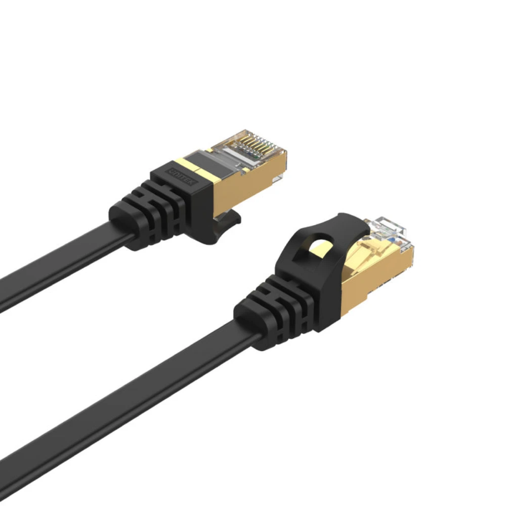 Unitek 20M Cat 7 SSTP RJ45 Flat Ethernet Cable, 10Gbps, 500MHz, Ultra-Slim 1.8mm, EMI Shielded, Gold-Plated Connectors, Bare Copper, Black - C1897BK-20M - Image 3