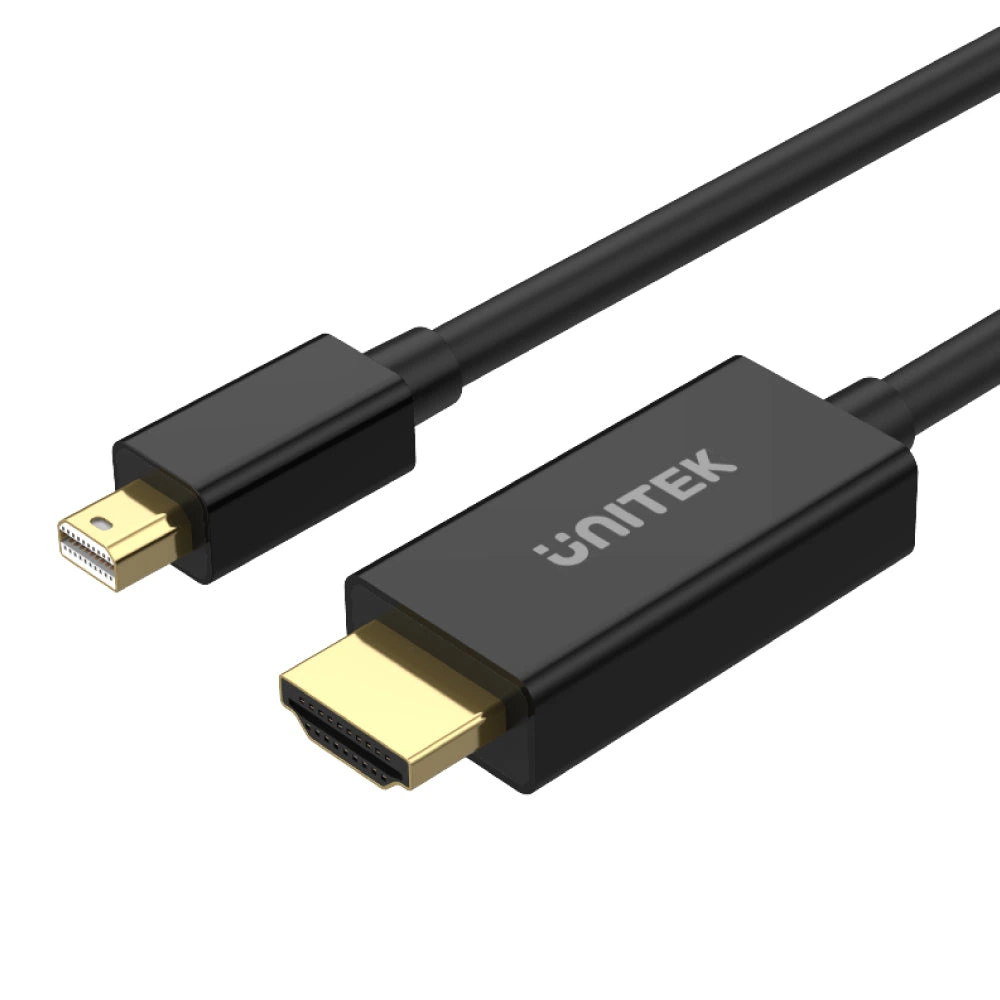 Unitek 2M Mini DisplayPort Male to HDMI Male Adapter Cable, 4K 30Hz High-Speed Video Cable for Laptop, Monitor, TV, Projector and HDMI Devices, Black - V1152A - Image 2